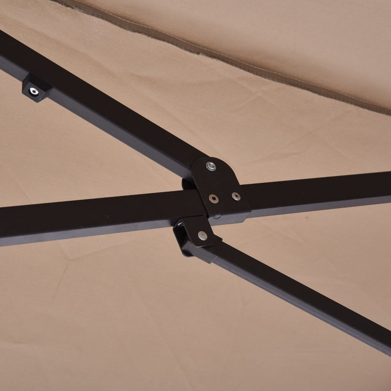 Parasol Market Umbrella Double Oval with Hand Crank, Light Coffee