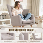 Rocking Chair, High Back Upholstered, Corduroy, Light Grey