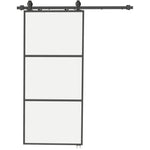 Sliding Door, Frosted Glass Soft-Close Track System, Steel Black