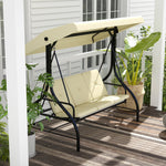 Outsuuny Porch Swing, 2-in-1 Reclining 3-Seater with Adjustable Sunroof, 240 kg, Beige
