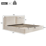 Upholstered Double Bed 180x200cm, Hydraulic Frame, Beige Corduroy