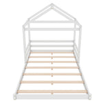House Bed 140x200cm House Shape Slatted Base - White Pine