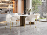 Dining Lounge Chairs Set of 4 with Gold Legs, Beige Teddy