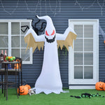 Halloween Inflatable Ghost, 2.4m, LEDs IP44 Self-Inflating, Polyester White + Red