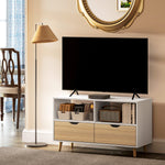 TV Cabinet Lowboard, 2 Shelves, Drawer, White