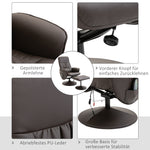 TV Armchair 2-piece Reclining 360° Swivel 10 Massage Points, Faux Leather Brown