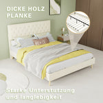 Modern Minimalist Soft Bed with Mattress 140x200cm, Beige