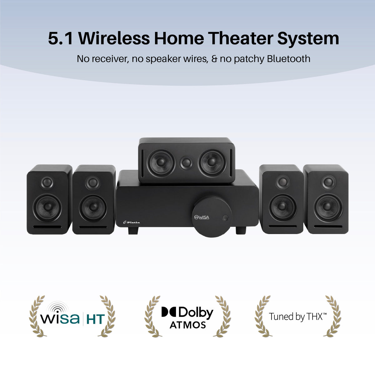 5.1 Wireless Home Cinema System Dolby Atmos Monaco Set - Black