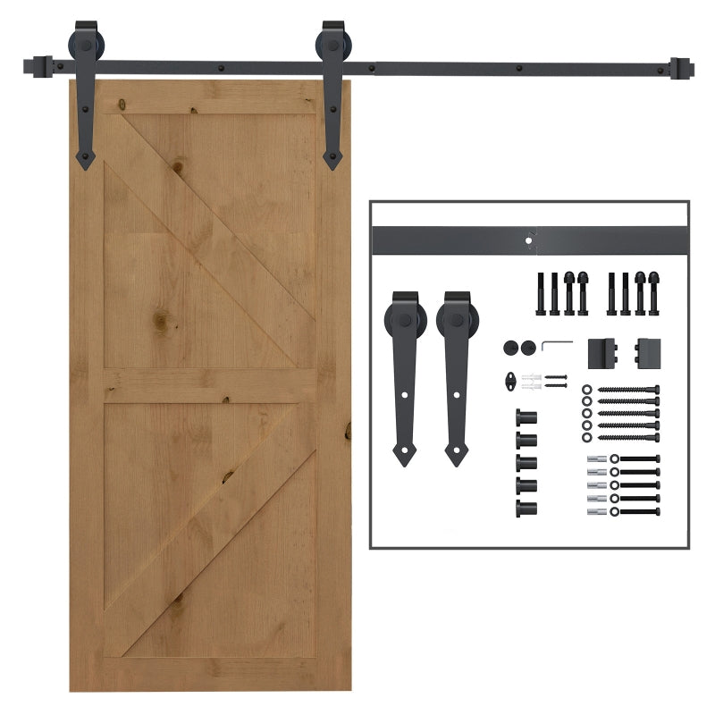 Sliding door fitting set 200 cm complete with rails, rollers, anti-jump devices, door stop, floor guide, carbon steel brown
