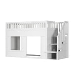 Children's Bunk Bed 90x200cm with Staircase Wardrobe, White