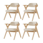 Folding Dining Chairs, Set of 4 Solid Wood Foldable and Breathable Chairs, Linen Beige