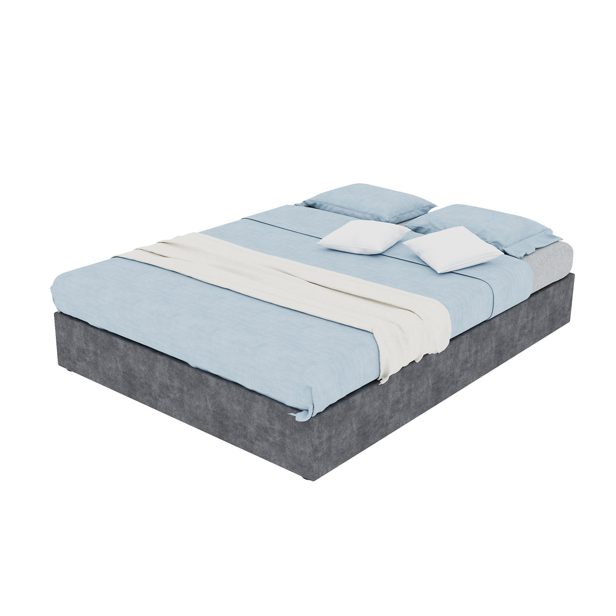 Bed Frame 140x200cm with Gas Lift & Mattress, Grey Dutch Velvet