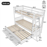 Bunk Bed 90x200cm House Bed Pull-out Bed 3 Drawers - White