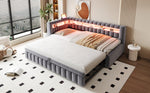 Upholstered Sofa Bed with LED Lighting and USB Charging, 90x200cm, Dark Grey Velvet