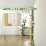 Cat Tree, Ceiling-High Sisal Rope Posts, Engineered Wood, Oak+Cream White