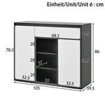 Shoe Cabinet, 2 Doors 1 Drawer Adjustable Rack, Black/White Modern Design