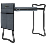Folding Garden Kneeling Bench Knee Cushion Tool Pockets 150kg - Grey
