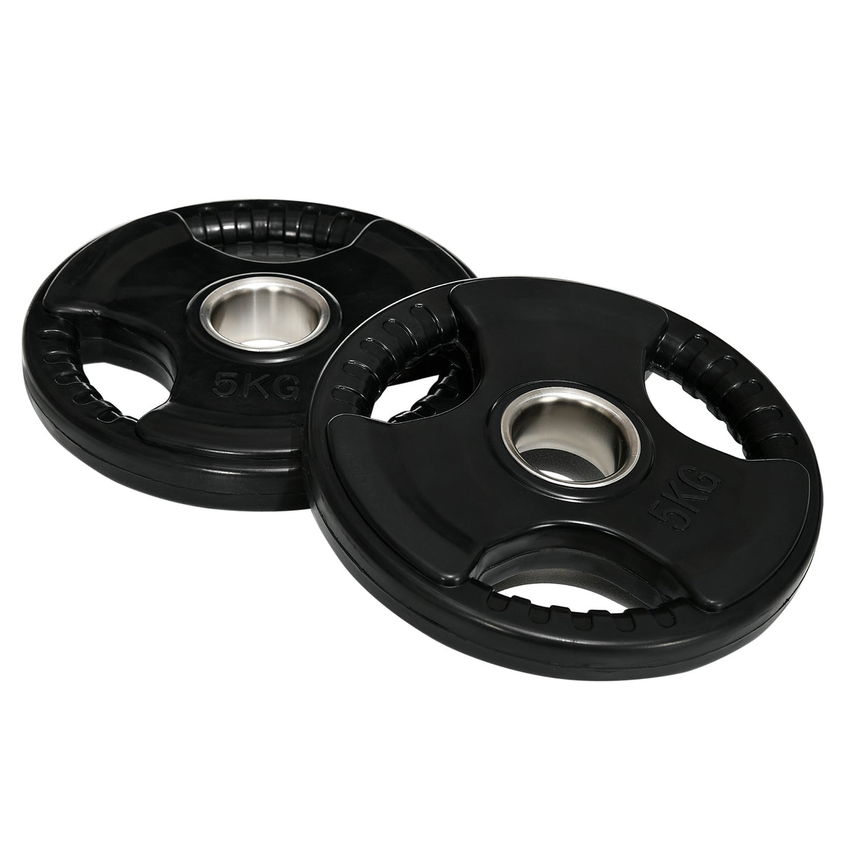 Weight Plates Tri-Grip 2x5KG, floor-friendly, three handles, Rubberized