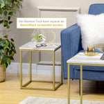 Coffee Table Set, Nesting Side Sofa Tables, Steel Frame, White