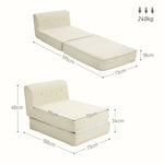 Sofa Bed 2-in-1 Foldable Upholstered 240 kg, Corduroy Cream White