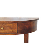Solid Wood Console, Backless Mounted 1 Drawer, Dark Brown
