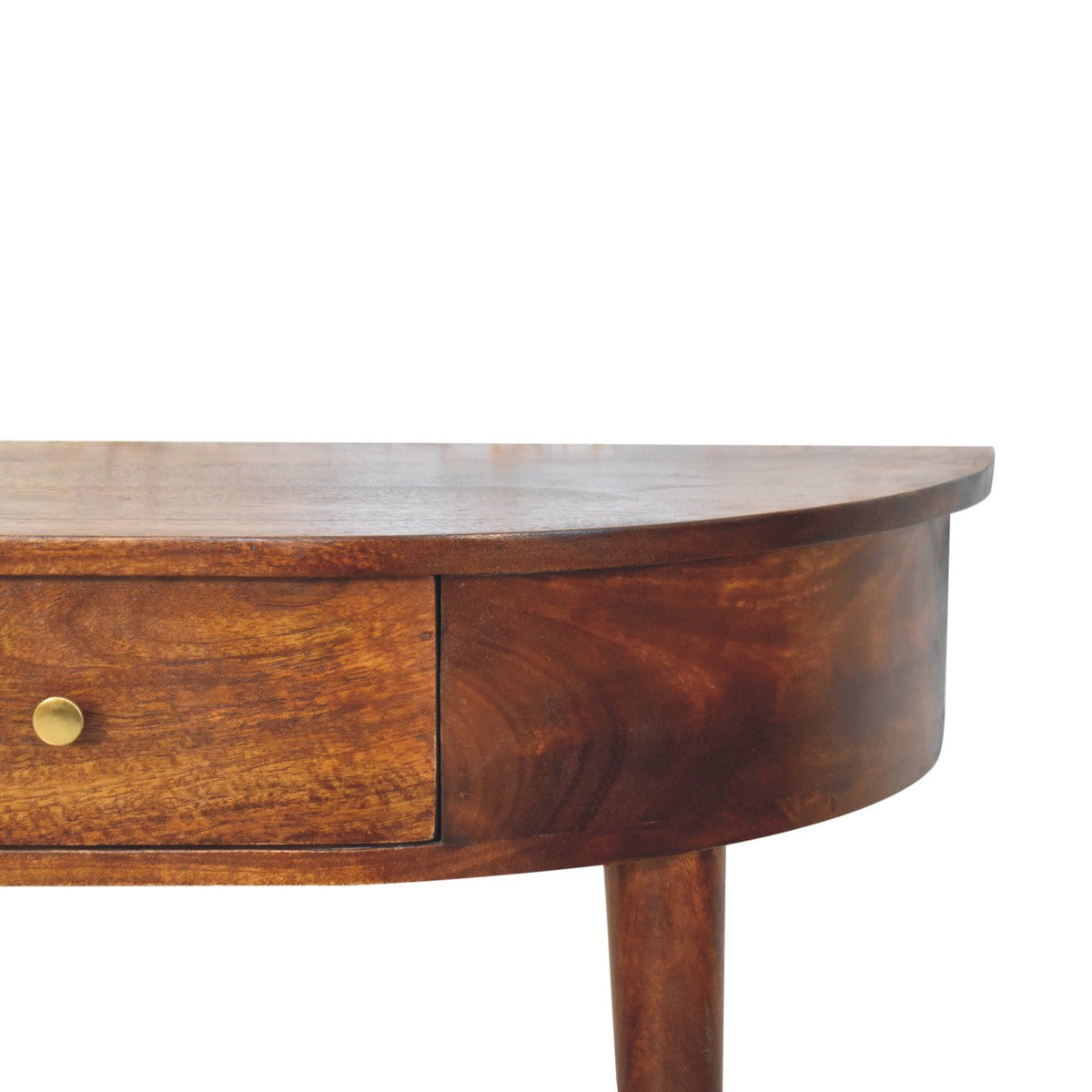 Solid Wood Console, Backless Mounted 1 Drawer, Dark Brown