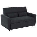 Sleeper Sofa, Convertible 2-Seater Adjustable Angle, Fabric Black