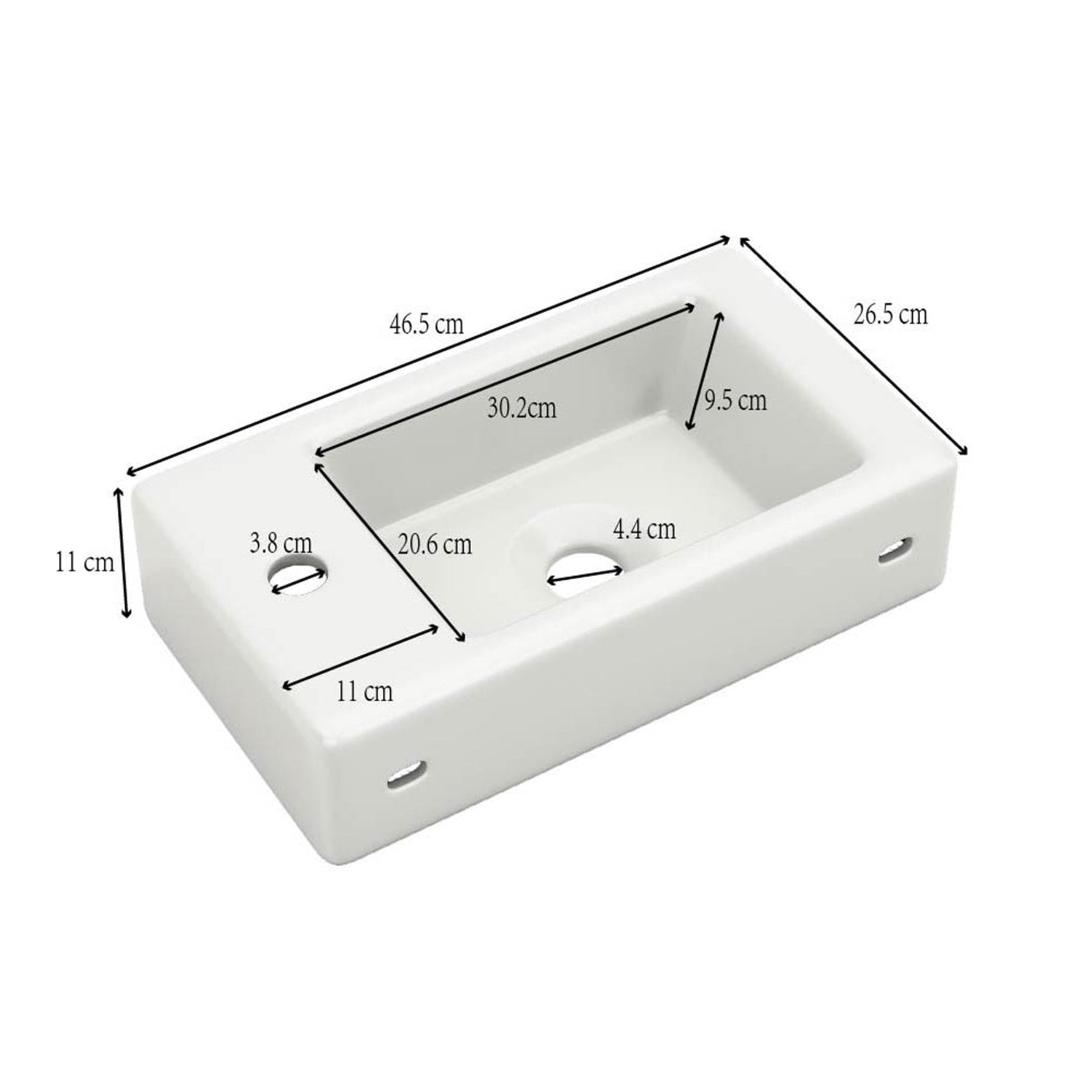 Bathroom Furniture Washbasin with 46cm Vanity Unit, Hanging, Small Guest Bathroom