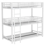 Triple Bunk Bed Frame for Children and Adults, 90x200cm Metal, White