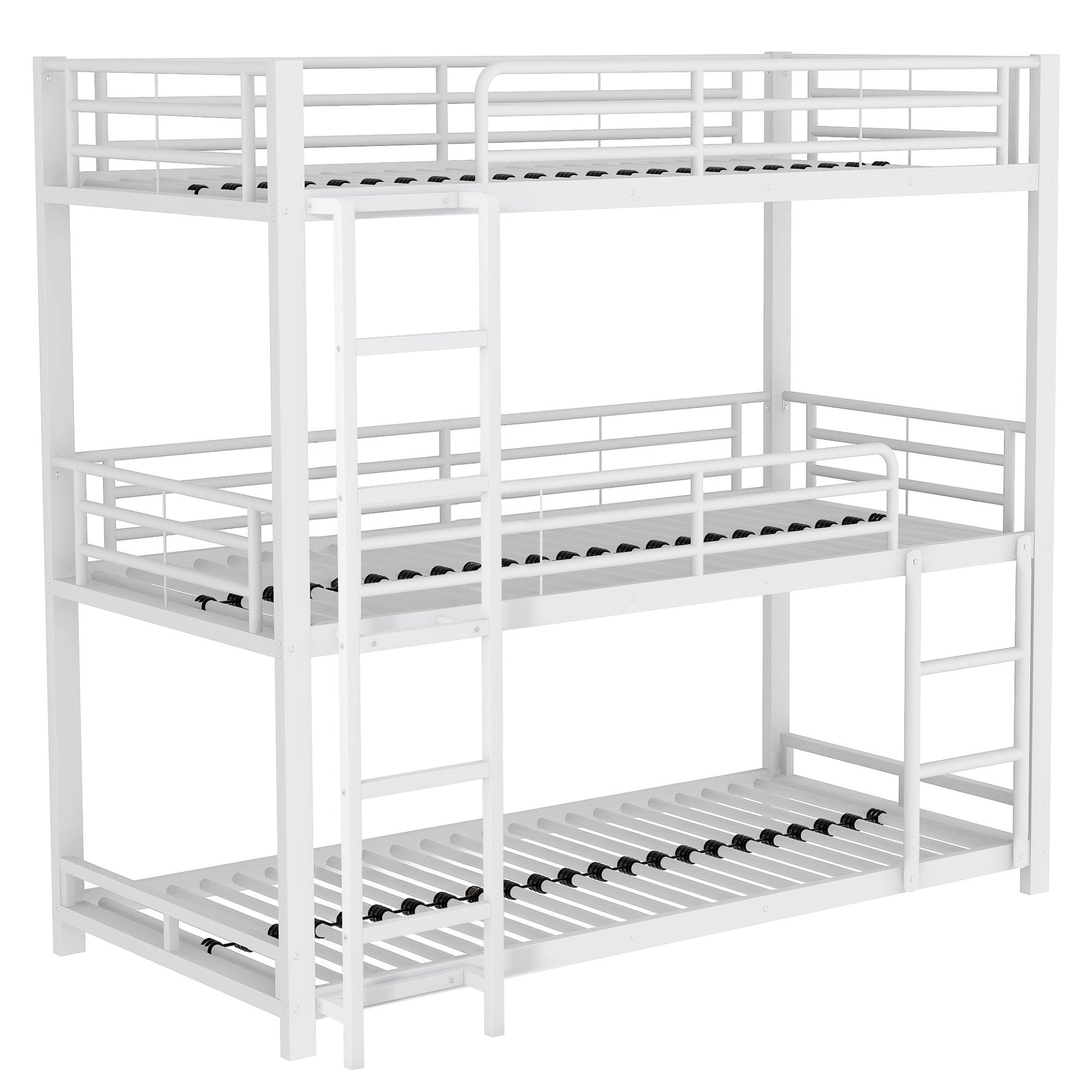 Triple Bunk Bed Frame for Children and Adults, 90x200cm Metal, White