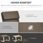 Relaxing Armchair with Footstool, Wingback Dining Chair, Linen Brown