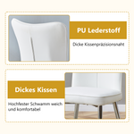 2x Modern Dining Chairs PU Leather Silver Metal Legs White