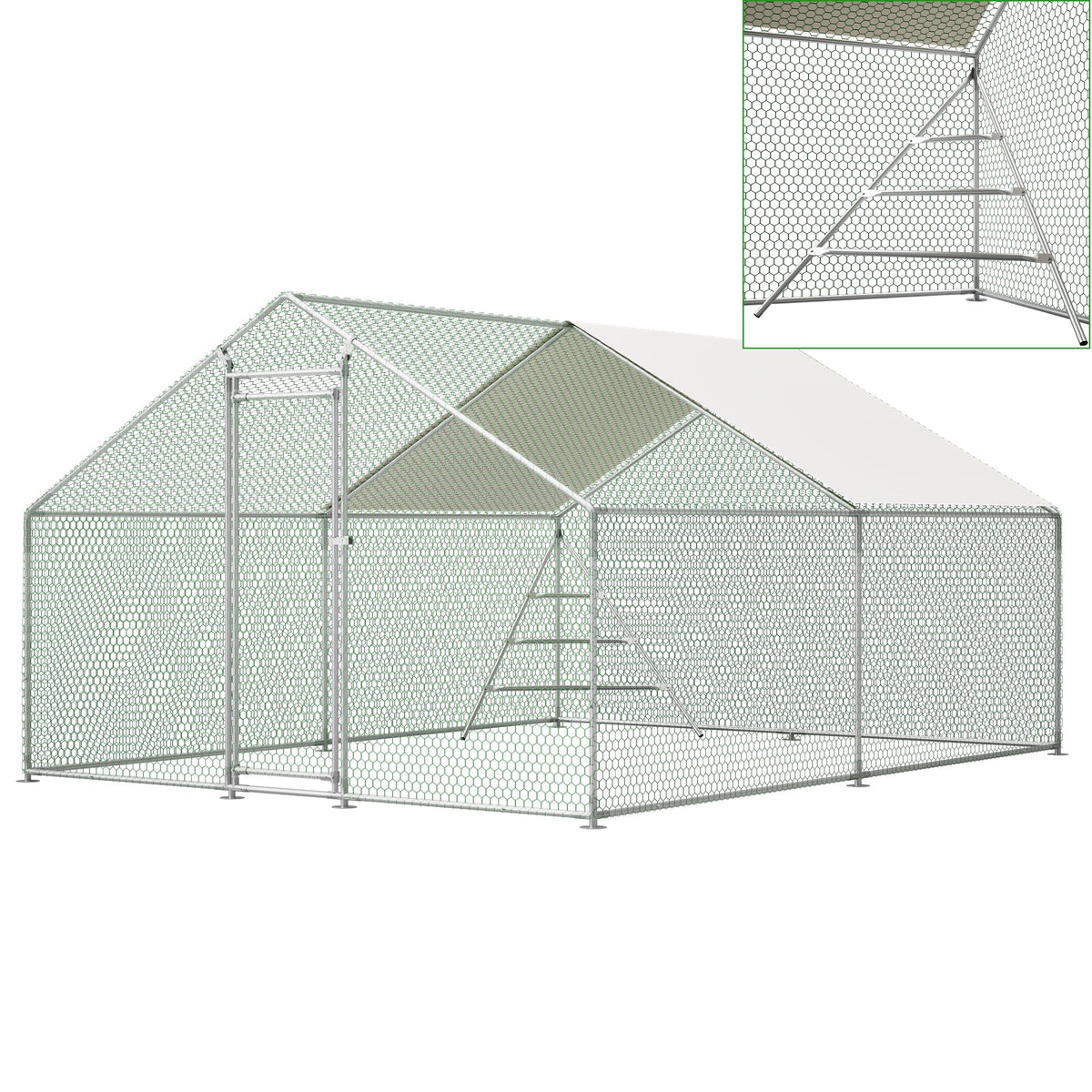 Aviary/Chicken Coop 3x4m Climbing Frame Roof Safety Lock - Metal