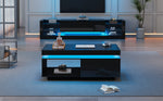 TV Wall Unit Set, Cabinet Coffee Table High-Gloss LED Lights, Black