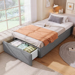 Upholstered Platform Bed 90x200cm Hydraulic Storage & Drawer, Grey