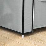Fabric Wardrobe 5 Compartments, Clothes Rail, Light Grey