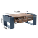 Coffee Table with Handleless Drawer & Double-Sided Storage, Anthracite Wood Grain