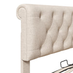 Hydraulic Double Bed, 160x200cm Upholstered with Storage, Natural