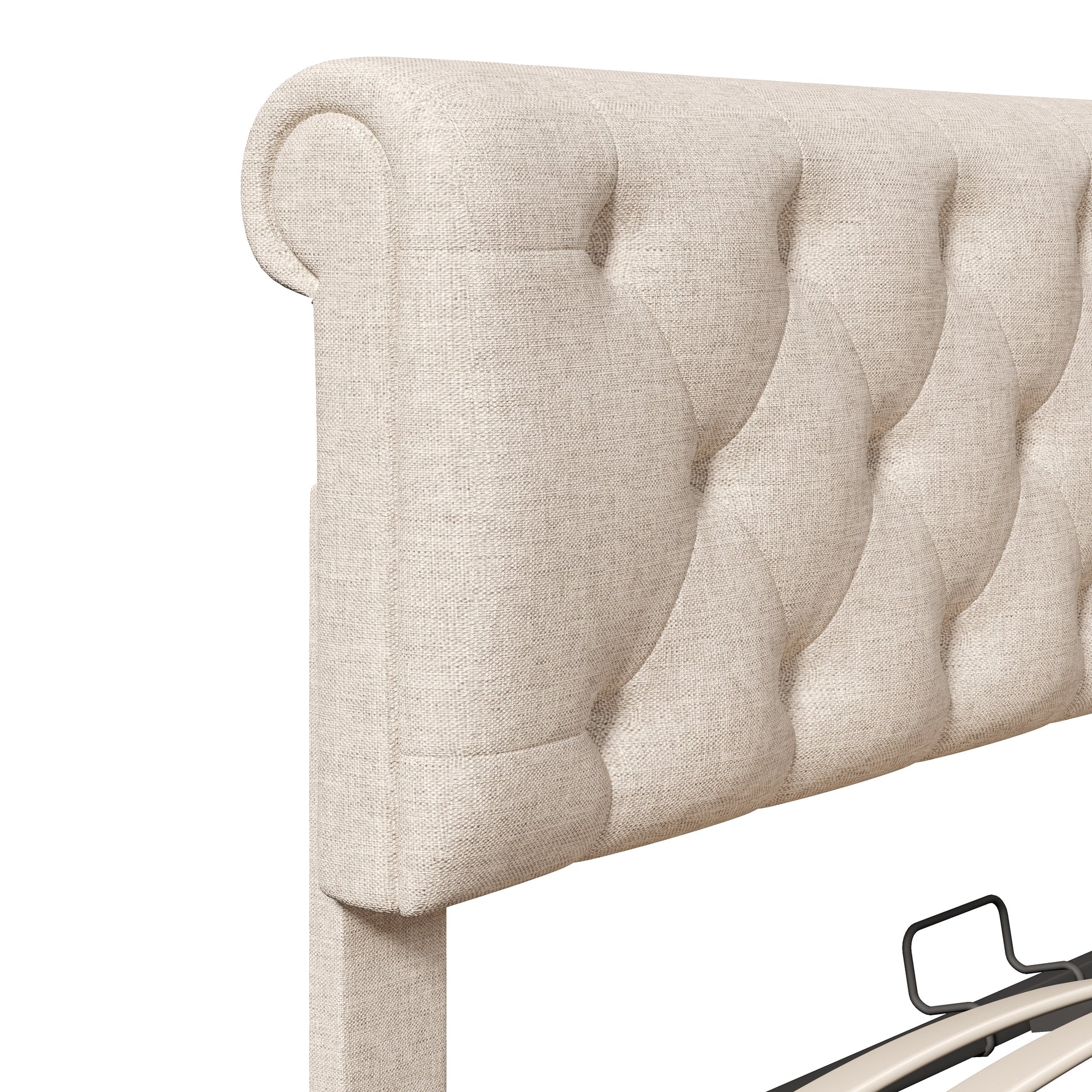 Hydraulic Double Bed, 160x200cm Upholstered with Storage, Natural