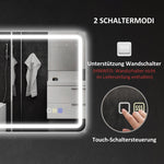 Bathroom Mirror with Lighting, LED, Bluetooth, Anti-Fog, Silver