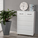 Side Table Six Drawer, White