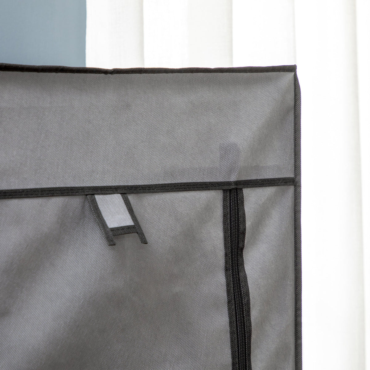 Foldable Wardrobe with Zipper Storage, Non-Woven Fabric, Dark Grey