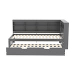 Sofa Bed with USB Socket & Storage, Solid Wood, Gray