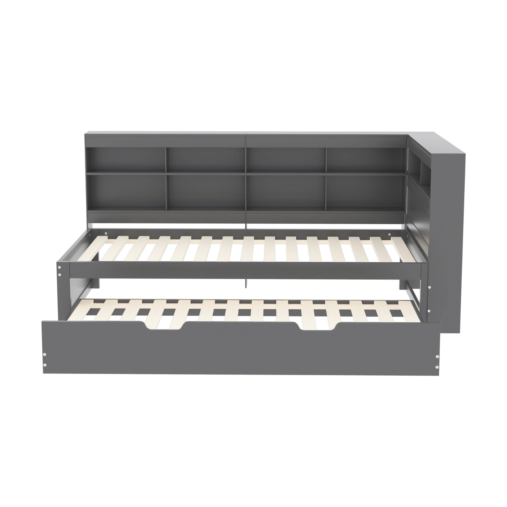 Sofa Bed with USB Socket & Storage, Solid Wood, Gray
