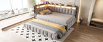 Upholstered Sofa Bed 90x200cm Pull-out LED Storage USB/Type-C Light Grey Velvet