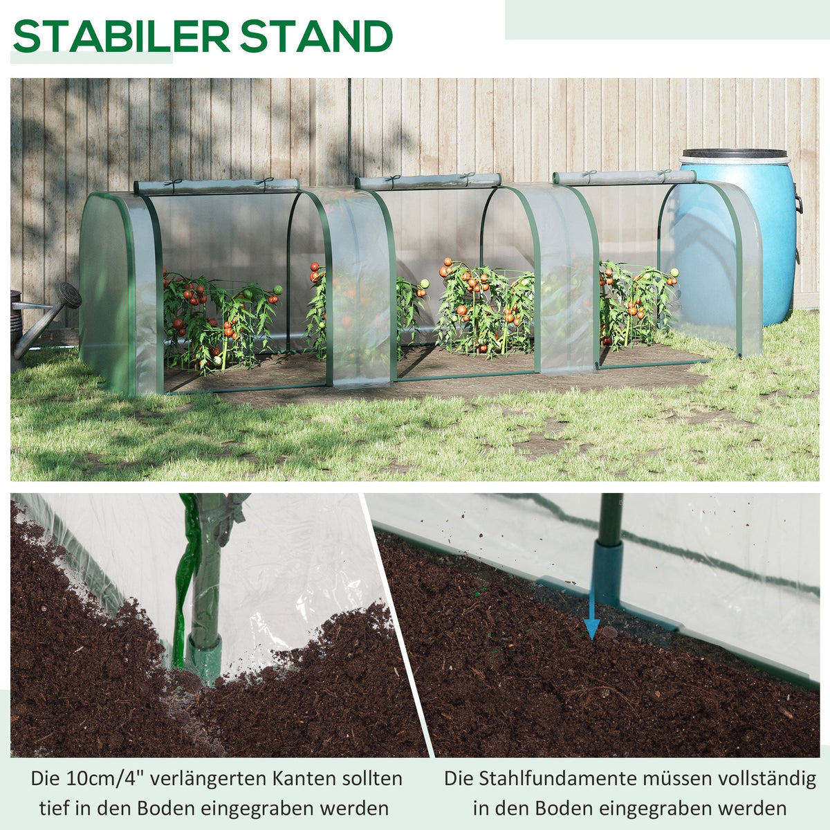 Foil Greenhouse Hothouse for Plant Cultivation, 295x100x80cm, Transparent Steel