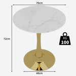 Coffee Table Round Marble Top Mid-Century Modern Style 27.6-inch Golden