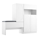 Trendy 2-in-1 Shoe Cabinet with Curved Doors, Soft-Close, Adjustable Compartments, Upholstered Bench, White