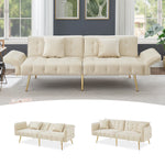 Two-seater Sofa Bed Multifunctional Adjustable Backrest Velour Upholstery