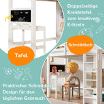 Children's Bunk Bed with Desk, Wardrobe and Shelves, 90x200cm, White